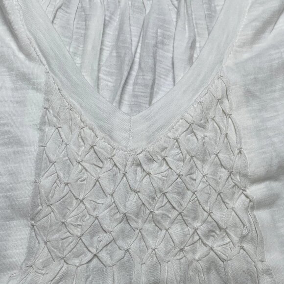 NEW ANTHROPOLOGIE Babydoll Swing Top – Size XS – Ivory Ruffle Smocked Shirt - Picture 4 of 7